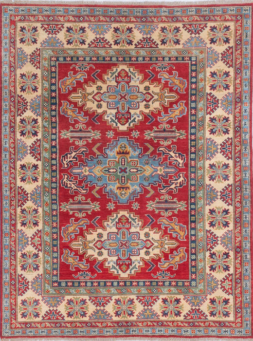 Kazak Red Hand Knotted 51 X 68 Area Rug 700-145637 Image 0