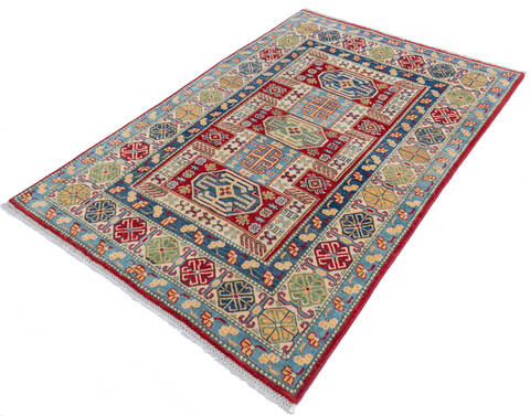 Kazak Red Hand Knotted 41 X 60 Area Rug 700-145645 Image 2