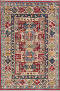 Kazak Red Hand Knotted 4'1" X 6'0"  Area Rug 700-145645