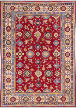 Afghan Kazak Red Rectangle 5x8 ft Wool Carpet 145648