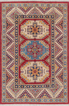 Kazak Red Hand Knotted 3'3" X 5'0"  Area Rug 700-145654