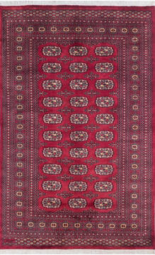 Pakistani Bokhara Red Rectangle 5x8 ft Wool Carpet 145665