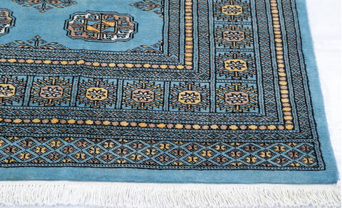 Bokhara Blue Hand Knotted 82 X 104 Area Rug 700-145666 Image 4