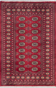 Pakistani Bokhara Red Rectangle 4x6 ft Wool Carpet 145672