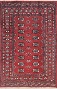 Pakistani Bokhara Orange Rectangle 4x6 ft Wool Carpet 145673