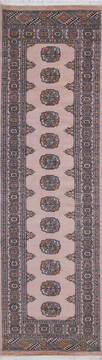 Pakistani Bokhara Beige Runner 6 to 9 ft Wool Carpet 145687