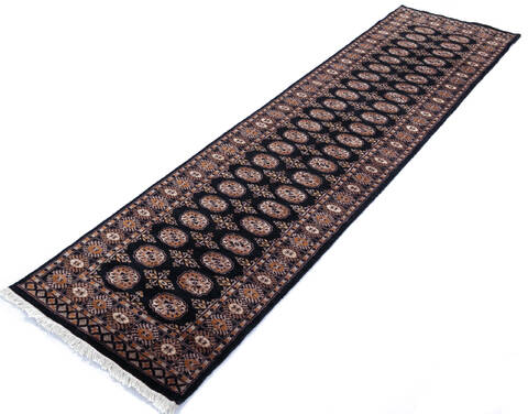 Bokhara Black Runner Hand Knotted 27 X 99 Area Rug 700-145688 Image 2