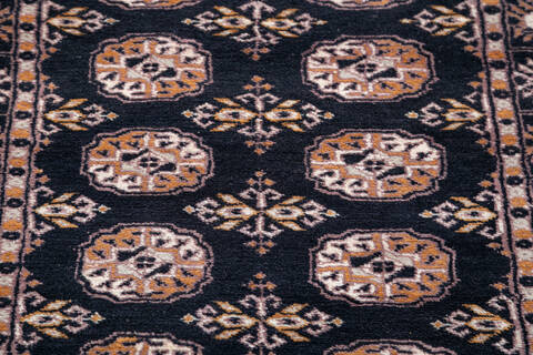 Bokhara Black Runner Hand Knotted 27 X 99 Area Rug 700-145688 Image 3
