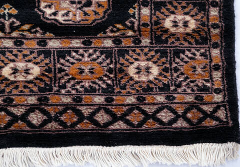 Bokhara Black Runner Hand Knotted 27 X 99 Area Rug 700-145688 Image 4