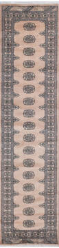 Bokhara Beige Runner Hand Knotted 2'7" X 10'6"  Area Rug 700-145689