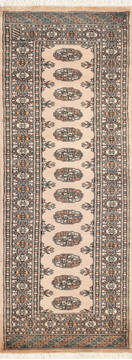 Pakistani Bokhara Beige Runner 6 ft and Smaller Wool Carpet 145691