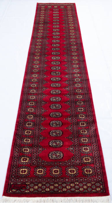 Bokhara Red Runner Hand Knotted 26 X 120 Area Rug 700-145692 Image 1