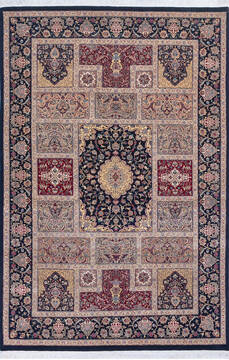 Pak-Persian Black Hand Knotted 6'1" X 9'2"  Area Rug 700-145695