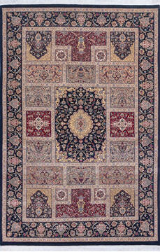 Pak-Persian Black Hand Knotted 6'1" X 9'2"  Area Rug 700-145695