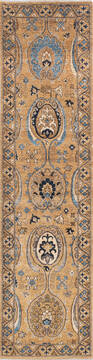 Chobi Yellow Runner Hand Knotted 2'6" X 9'7"  Area Rug 700-145705