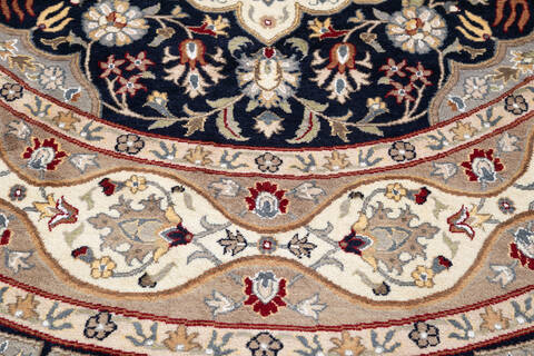 Pak-Persian Black Round Hand Knotted 92 X 92 Area Rug 700-145709 Image 3