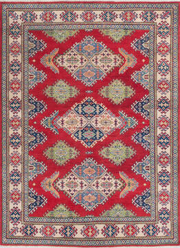 Afghan Kazak Red Rectangle 5x8 ft Wool Carpet 145715
