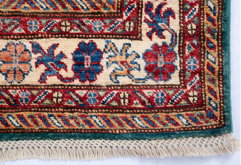 Kazak Green Runner Hand Knotted 27 X 73 Area Rug 700-145719 Image 3