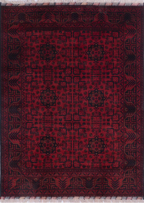Khan Mohammadi Red Hand Knotted 50 X 68 Area Rug 700-145722 Image 0