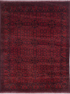 Afghan Khan Mohammadi Red Rectangle 5x7 ft Wool Carpet 145723