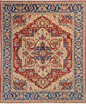 Afghan Chobi Red Rectangle 8x10 ft Wool Carpet 145731