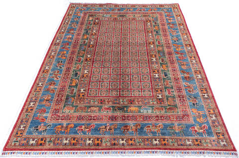 Chobi Red Hand Knotted 68 X 96 Area Rug 700-145733 Image 1