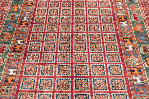 Chobi Red Hand Knotted 68 X 96 Area Rug 700-145733 Image 3