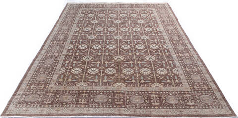 Chobi Brown Hand Knotted 80 X 101 Area Rug 700-145734 Image 1