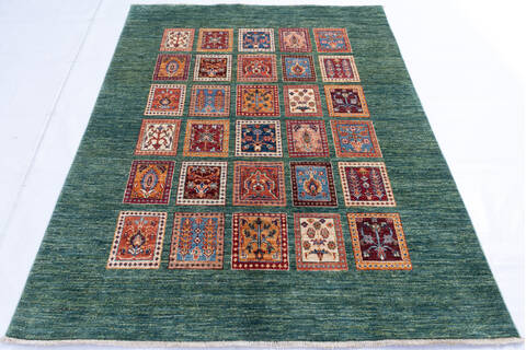 Chobi Green Hand Knotted 410 X 62 Area Rug 700-145736 Image 1