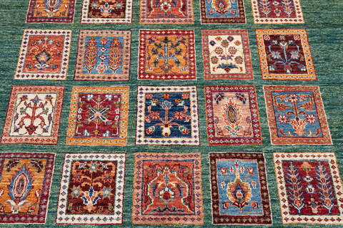 Chobi Green Hand Knotted 410 X 62 Area Rug 700-145736 Image 3