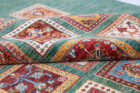 Chobi Green Hand Knotted 410 X 62 Area Rug 700-145736 Image 5