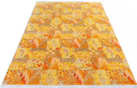 Chobi Yellow Hand Knotted 62 X 86 Area Rug 700-145738 Image 1