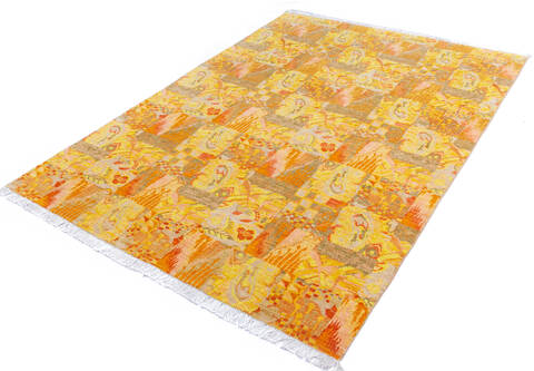 Chobi Yellow Hand Knotted 62 X 86 Area Rug 700-145738 Image 2