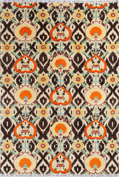 Afghan Chobi Yellow Rectangle 7x10 ft Wool Carpet 145742