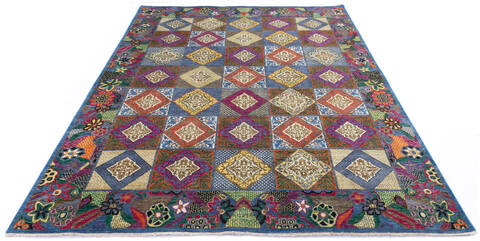 Chobi Multicolor Hand Knotted 80 X 102 Area Rug 700-145744 Image 1