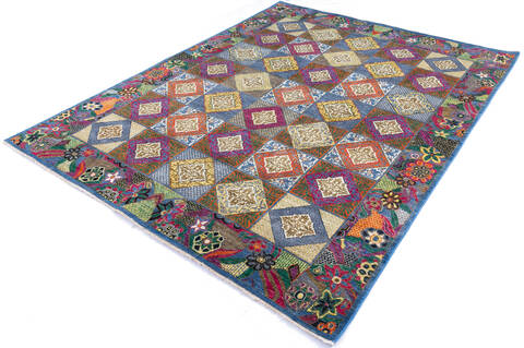 Chobi Multicolor Hand Knotted 80 X 102 Area Rug 700-145744 Image 2