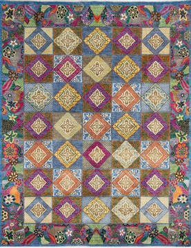 Afghan Chobi Multicolor Rectangle 8x10 ft Wool Carpet 145744