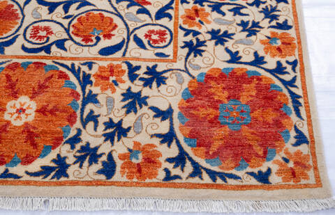 Chobi Beige Hand Knotted 82 X 106 Area Rug 700-145745 Image 3