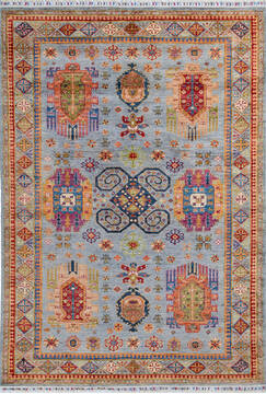 Afghan Chobi Grey Rectangle 5x8 ft Wool Carpet 145752