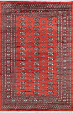 Pakistani Bokhara Red Rectangle 6x9 ft Wool Carpet 145755