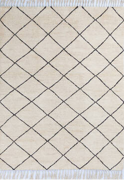 Pakistani Moroccan White Rectangle 5x7 ft Wool Carpet 145760