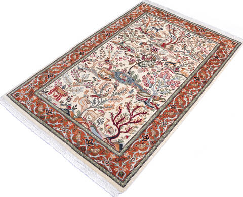 Pak-Persian White Hand Knotted 40 X 62 Area Rug 700-145763 Image 2