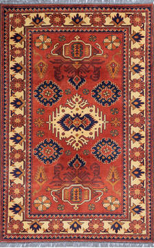 Khan Mohammadi Red Hand Knotted 4'0" X 6'1"  Area Rug 700-145769