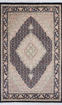 Pakistani Pak-Persian Black Rectangle 4x6 ft Wool Carpet 145770