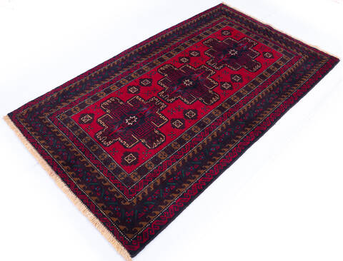 Baluch Red Hand Knotted 36 X 62 Area Rug 700-145773 Image 2