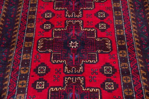 Baluch Red Hand Knotted 36 X 62 Area Rug 700-145773 Image 3
