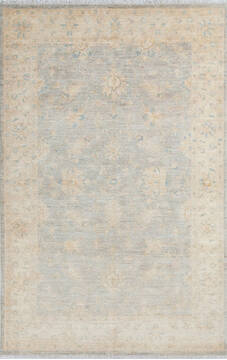Afghan Chobi Grey Rectangle 4x6 ft Wool Carpet 145780