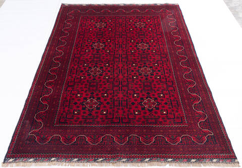 Khan Mohammadi Red Hand Knotted 57 X 77 Area Rug 700-145793 Image 1