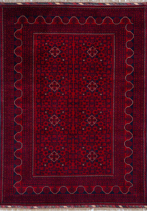Khan Mohammadi Red Hand Knotted 58 X 79 Area Rug 700-145794 Image 0