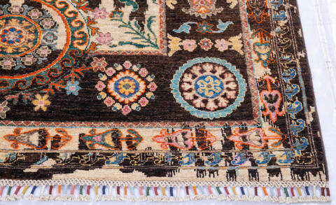 Chobi Black Hand Knotted 411 X 66 Area Rug 700-145799 Image 4